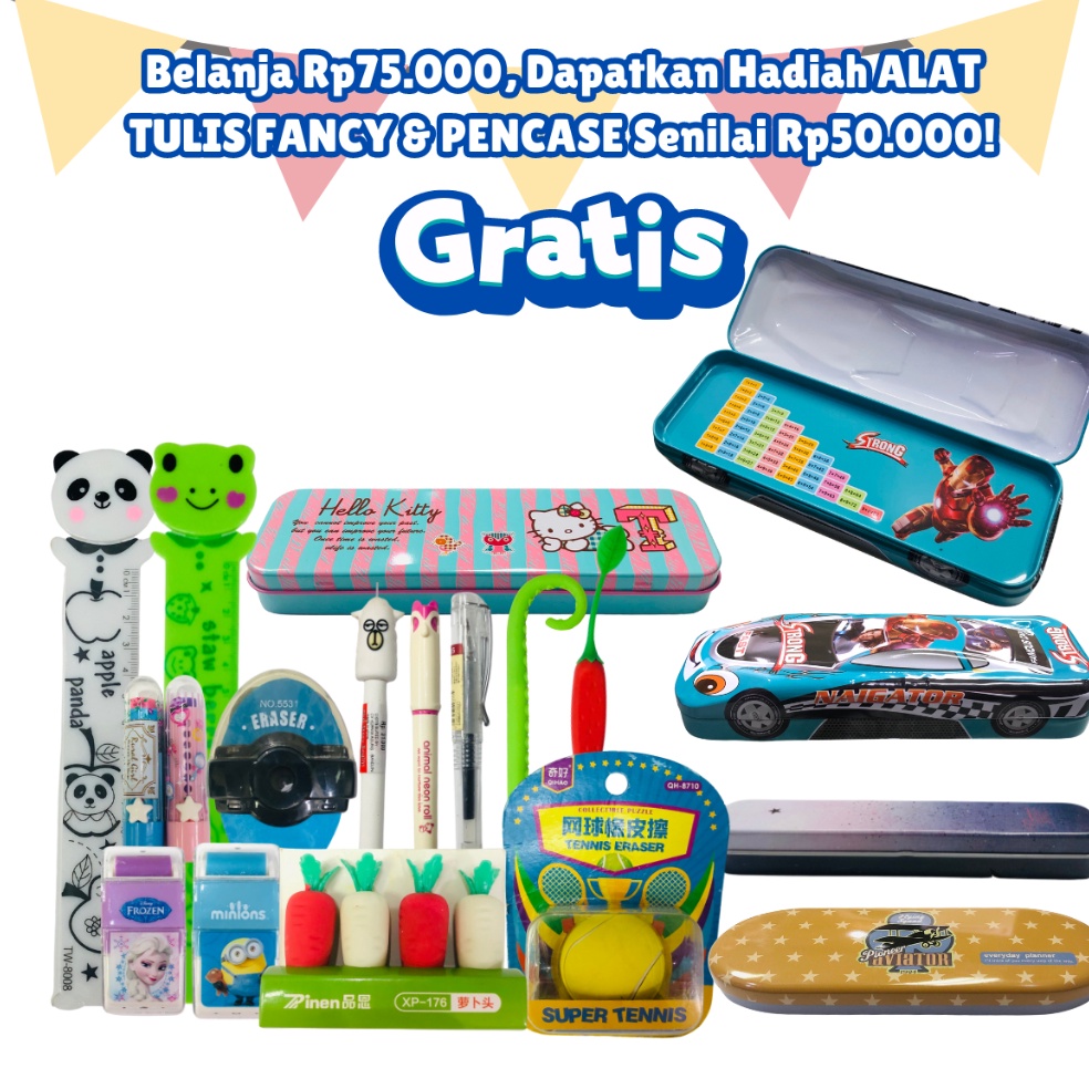 

KODE H32I BONUS Khusus Pembelian Minimal Belanja 75K Gratis Alat Tulis Fancy Pencase Random Tidak Untuk Dijual