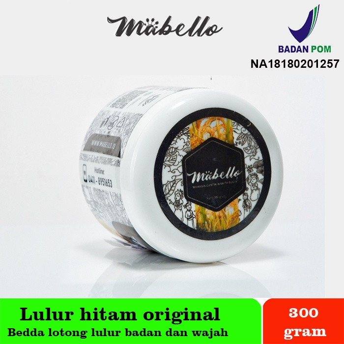 Lulur mabello bedda lotong untuk wajah dan badan ukuran 300 gram original BPOM