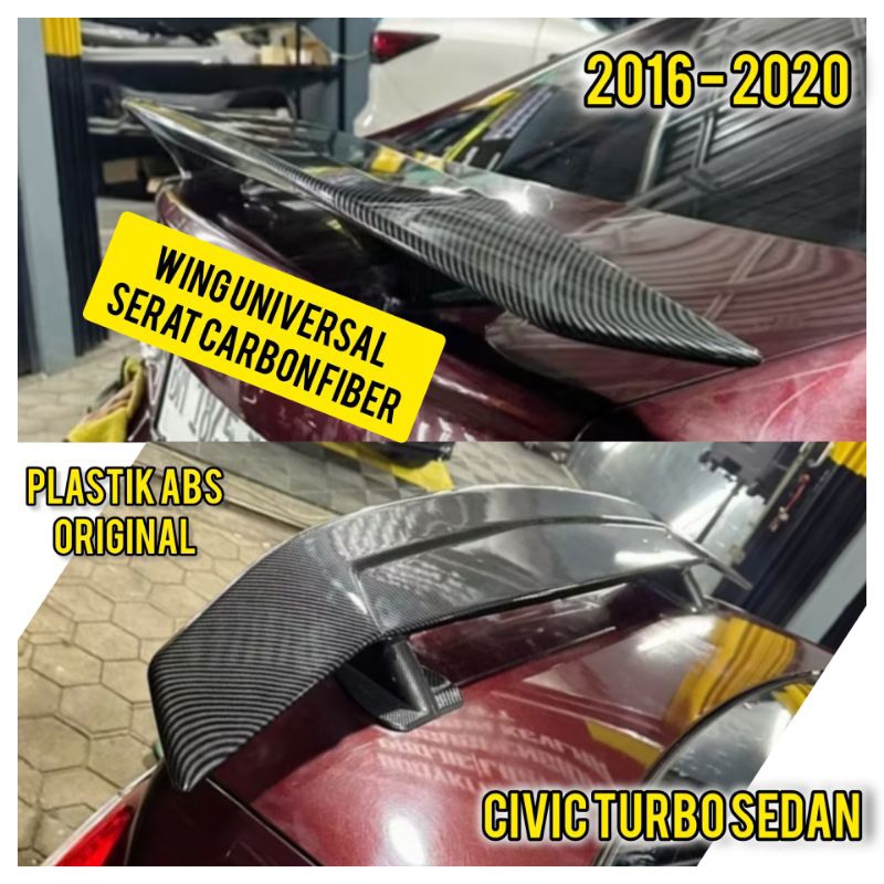 Plastik Abs Wing Sedan Civic Turbo 2016 - 2020 Karbon | Spoiler Civic Fd 2006 - 2012 Carbon Serat Ke