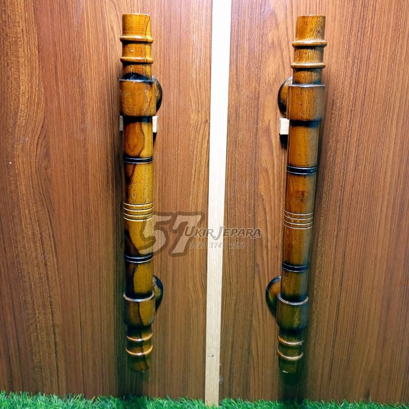 Gagang Pegangan Handel/ Handle Tarikan Pintu Kupu Tarung Kayu Jati Bundar Minimalis (M 32)