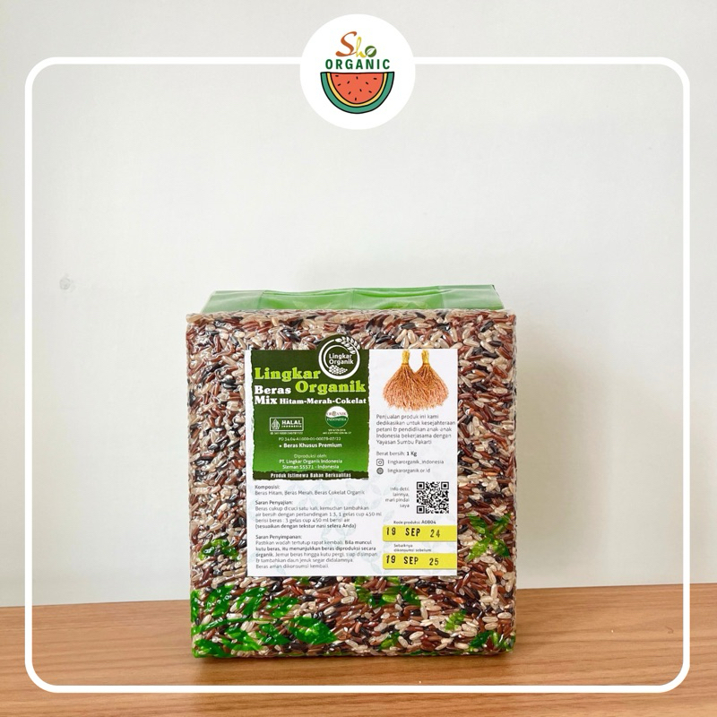 

BERAS MIX ORGANIK (Hitam, Coklat, Merah) WHOLEGRAIN 1KG - LINGKAR ORGANIK