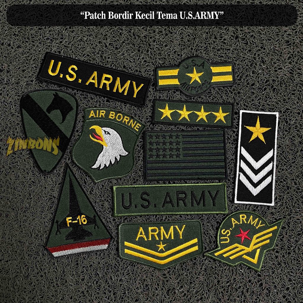 Patch bordir U.S army patch pangkat emblem bordir army tempelan kemeja aksesoris bet sekolah seragam