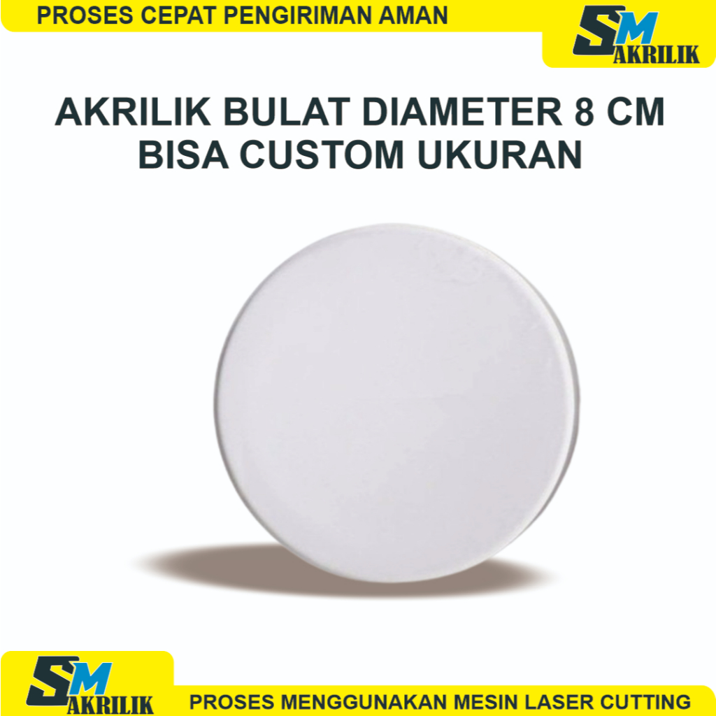 

AKRILIK LINGKARAN BULAT DIAMETER 8CM BISA CUSTOM ACRYLIC BENING PUTIH SUSU TEBAL 2MM 3MM 5MM