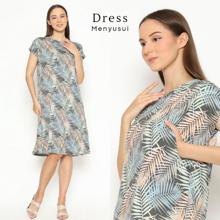 KODE W26B Dress Menyusui Pendek Busui Friendly Bukaan Kanan Kiri