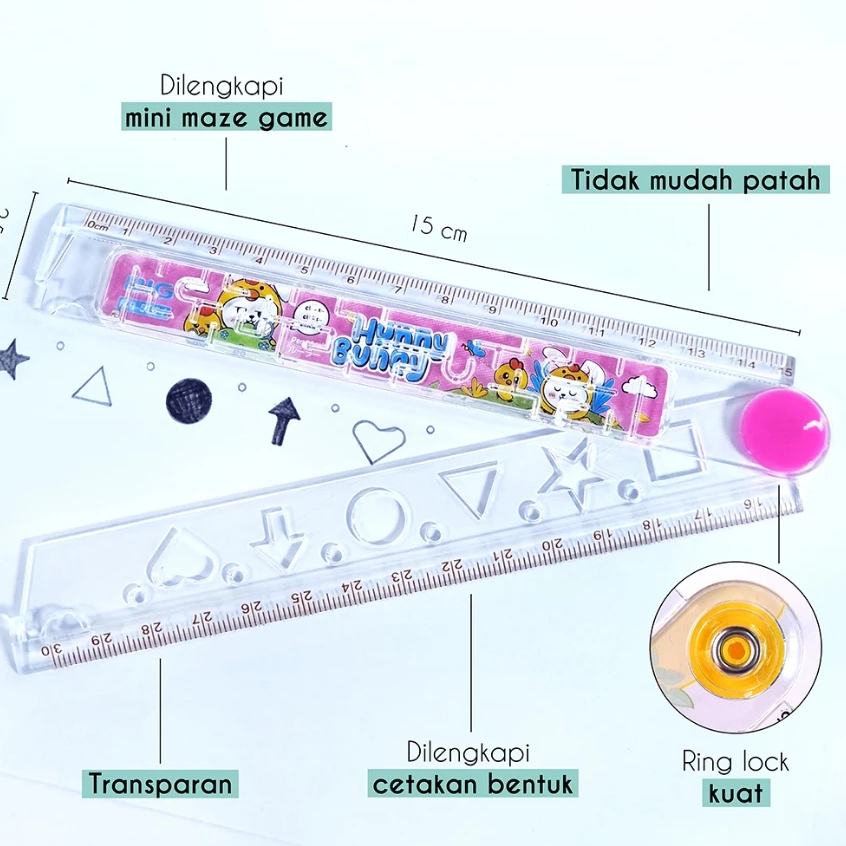

Penggaris Lipat Penggaris Transparan Garisan Mainan Maze Hunny Bunny Series Lipat 30 Cm