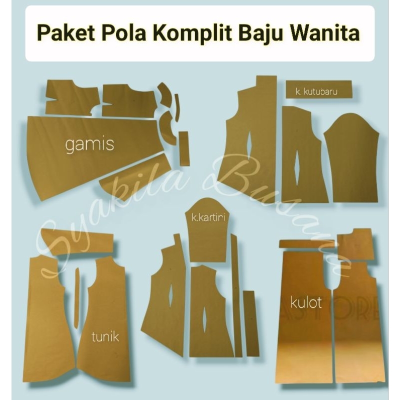 {COD}Pola paket Komplit baju wanita ,Gamis busui,Tunik,Kulot,kebaya Kartini,Kebaya Kutubaru (paket h