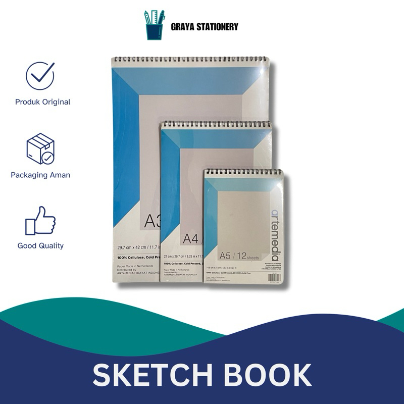 

Artemedia Watercolor Paper A3/A4/A5 12 Lebar 200gsm