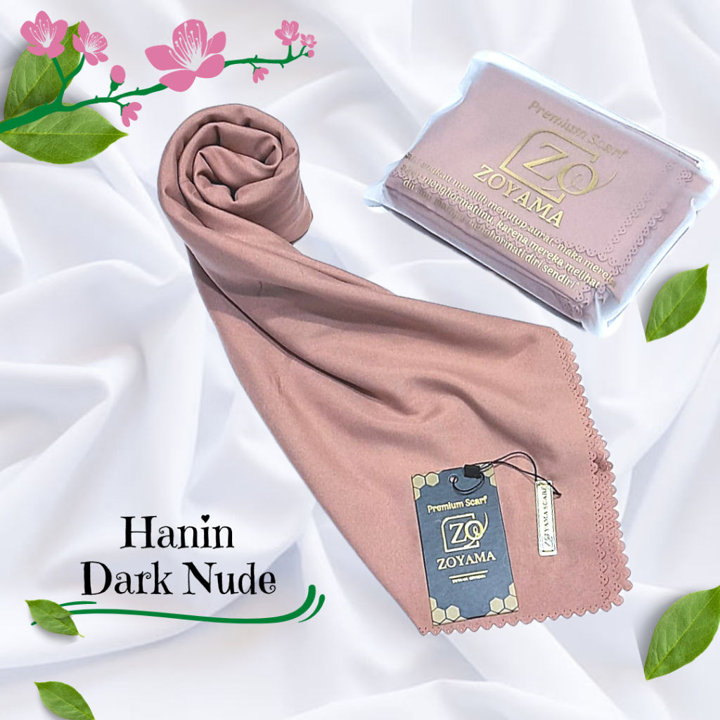 ZOYAMA Hanin - Jilbab Segi empat Voal Premium Syari Jumbo Warna Dark Nude