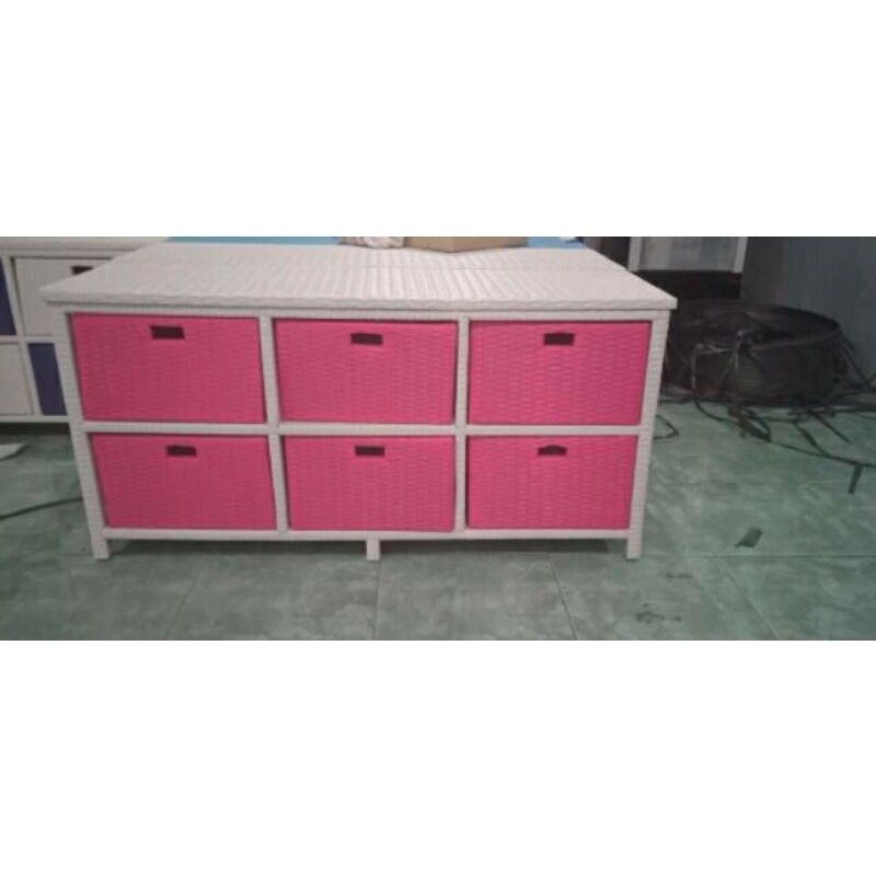 lemari laci rotan 6 laci minimalis