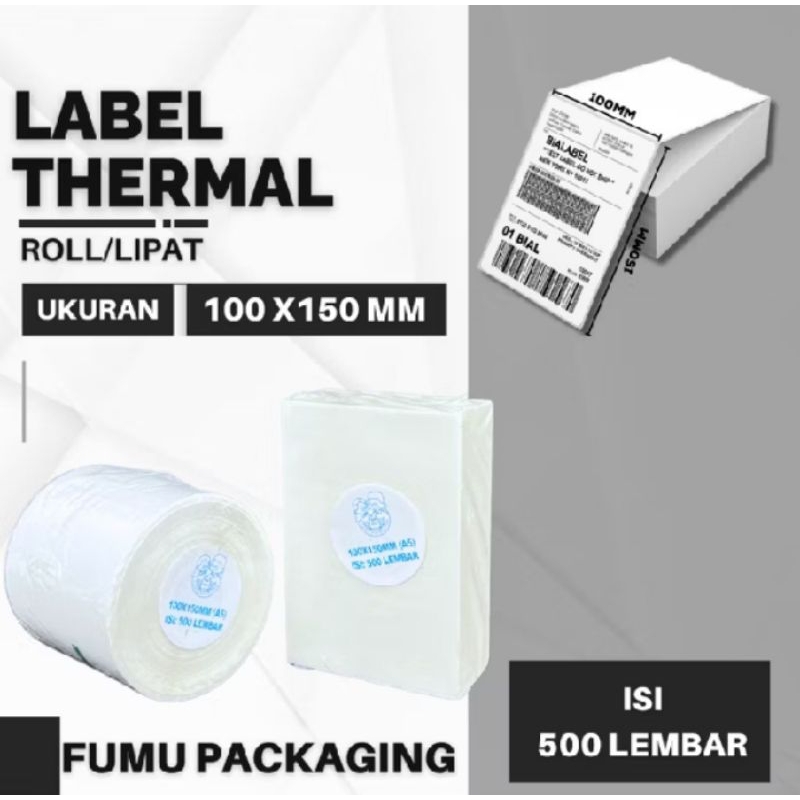

KERTAS STICKER LABEL THERMAL LIPAT 100X150 BARCODE A6