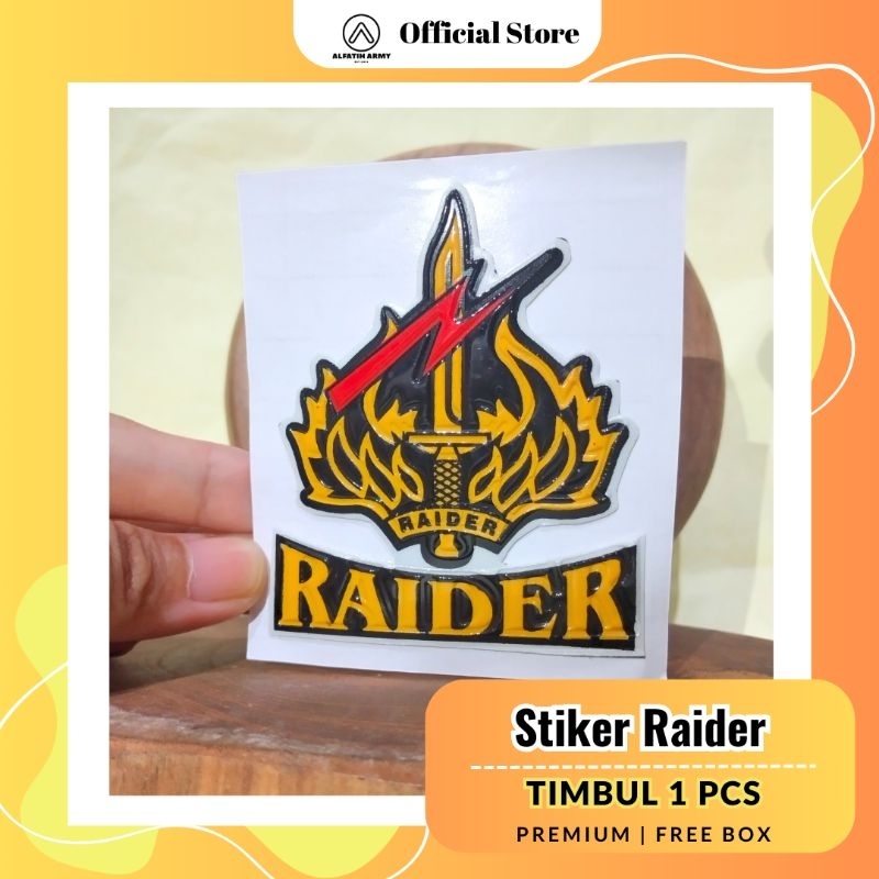 ALFATIH ARMY Stiker Raider TNI AD Batalyon Timbul Glossy Motor Keren 1 PCS