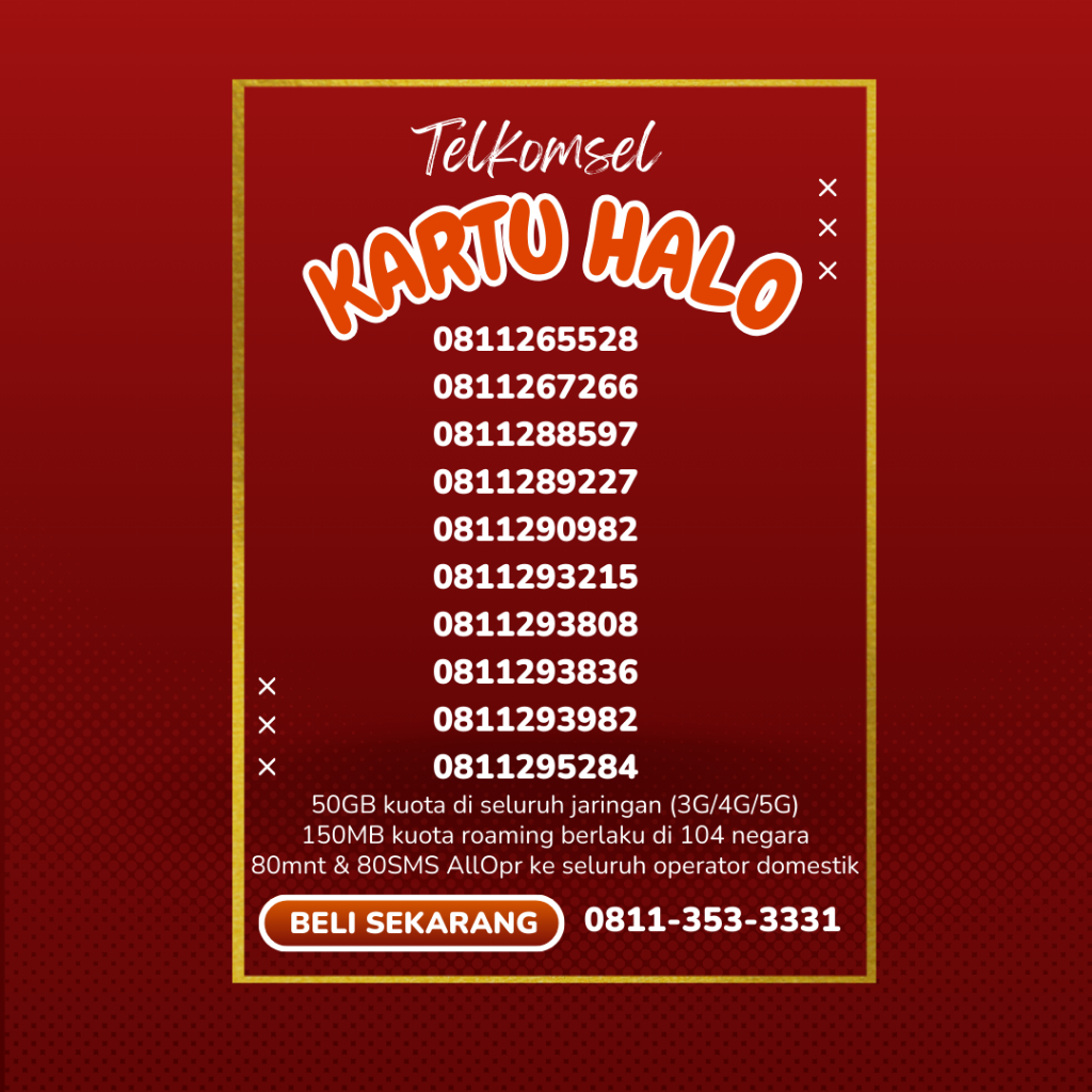Kuota 50GB  Telkomsel kartu halo 10 digit nomor cantik Nomor langka 11
