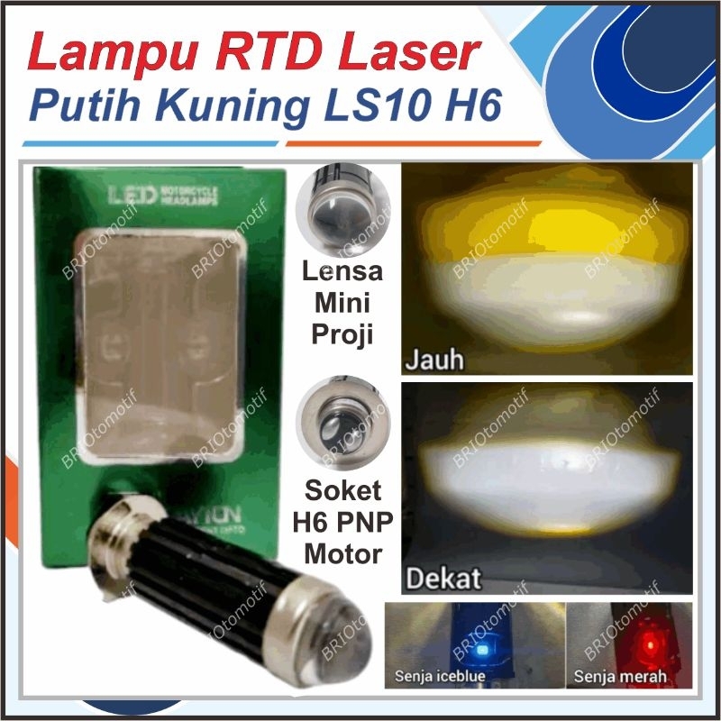 LAMPU LASER RTD H6  M11Z LS10 UTAMA LED MOTOR  2 WARNA SOROT FOKUS JAUH DEKAT KUNING PUTIH DEMON MER
