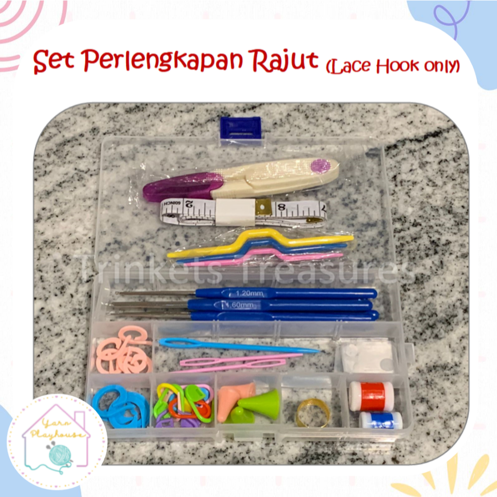 LACE HOOK Set Perlengkapan Rajut Lace lengkap murah ekonomis crochet tools set alat rajut untuk bena