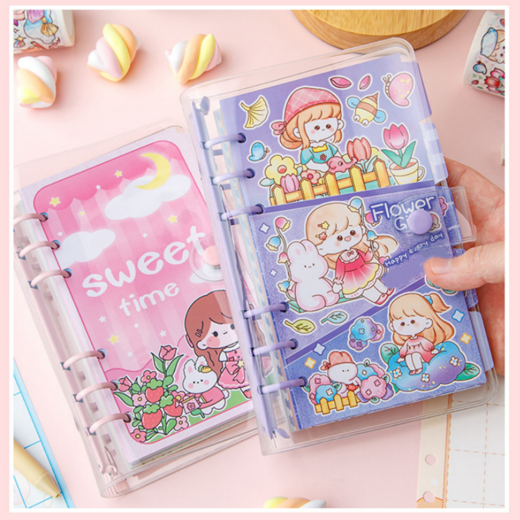 

Binder A6 kertas warna warni lucu Notebook jurnal karakter princess kartun Buku catatan isi ulang loose leaf Buku tulis harian utk daily planner DIY scrapbook premium Kado hadiah gift