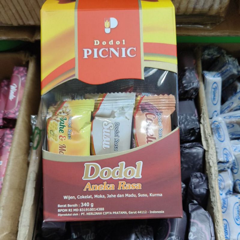 

Dodol Garut Picnic aneka rasa Coklat kurma wijen dan moka