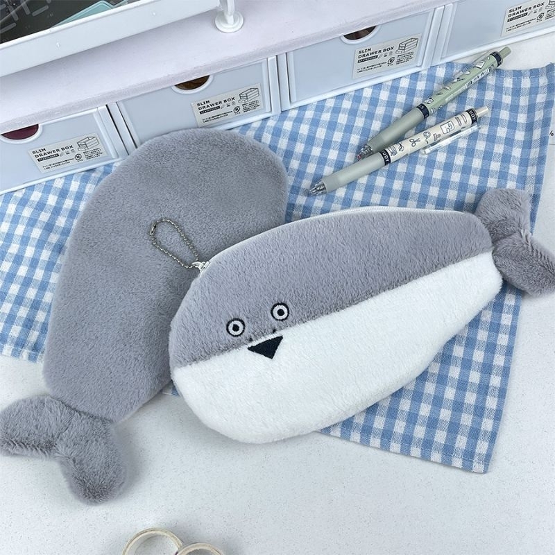 

Pinky Row - Gray Shark Cute Pencil Case - Make Up Pouch - Kotak Pensil - Pouch