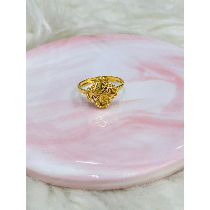 cincin clover kristal single uk 12 stngah emas asli kadar 875