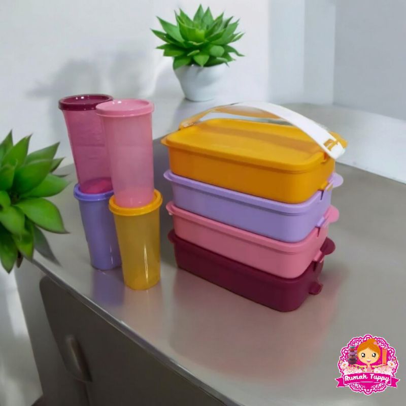 Wadah Tempat Makan Makanan Bekal Rantang 4 Susun Click To Go Rectangular Medium Tumbler Tupperware T