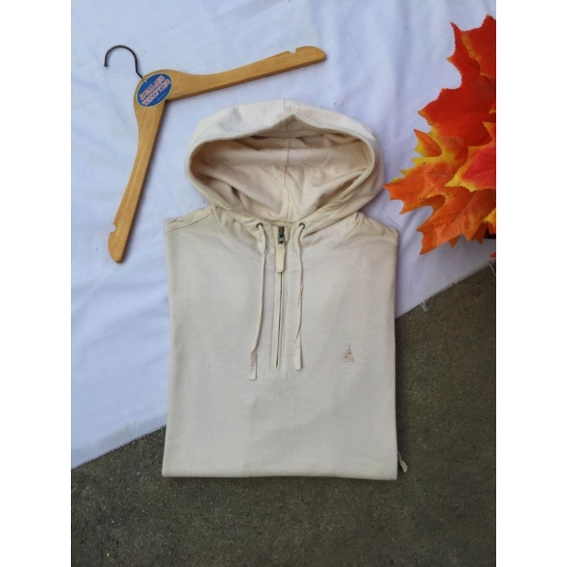 Zipper Hoodie Bean Pole Putih Susu Original.