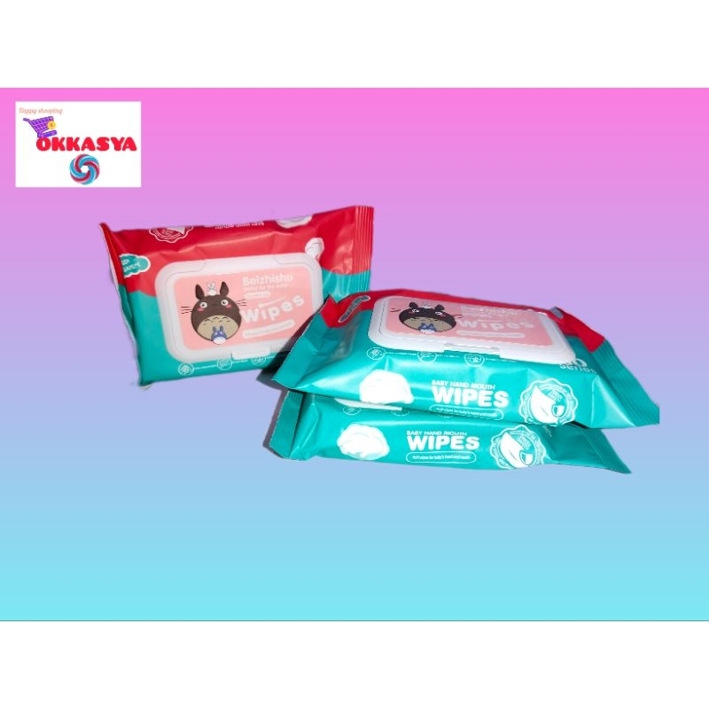 OKKASYA - 3pcs - tisu basah wipes 80s - tisu basah bayi aman - tanpa parfum