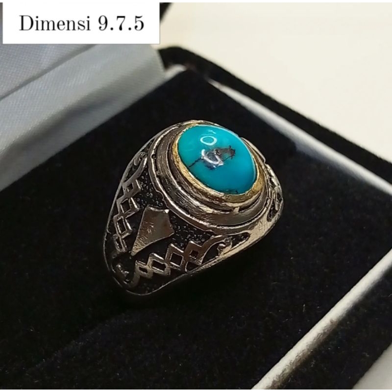 Cincin Original Batu Pirus Mesir Semi Polos Apik Asli Natural