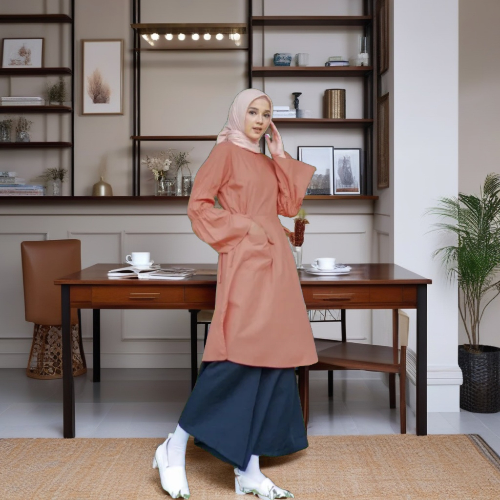 BAJU BLUS TUNIK REMAJA WANITA INSPIRE YINS ITU 43 CORAL / BAJU COCOK UNTUK KULIAH/KERJA
