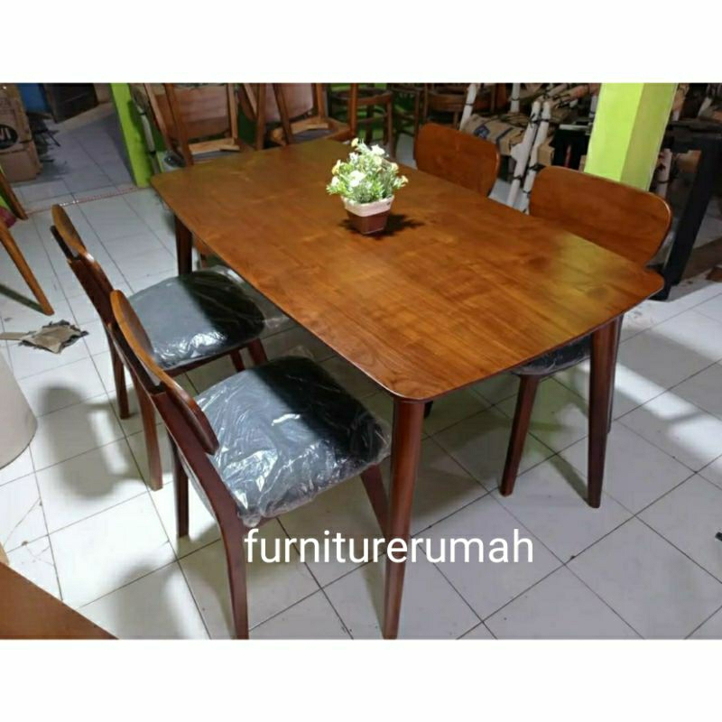 meja makan 4 kursi kayu jati, meja makan kayu jati kursi 4 minimalis