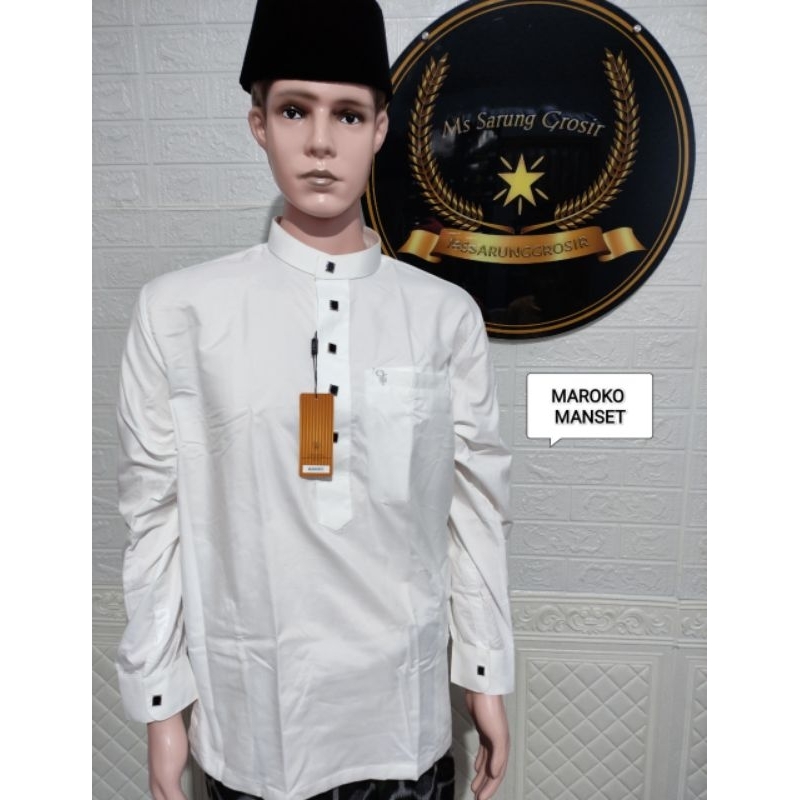 Baju Muslim Bamus Koko Tamer House Putih Lengan Panjang