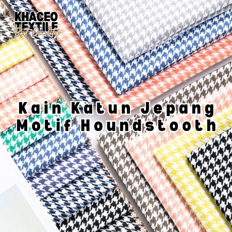 PROMO!! Kain Katun Jepang Motif Houndstooth Tokai Senko KK/Bahan Kain Katun Jepang/Katun Jepang Prem