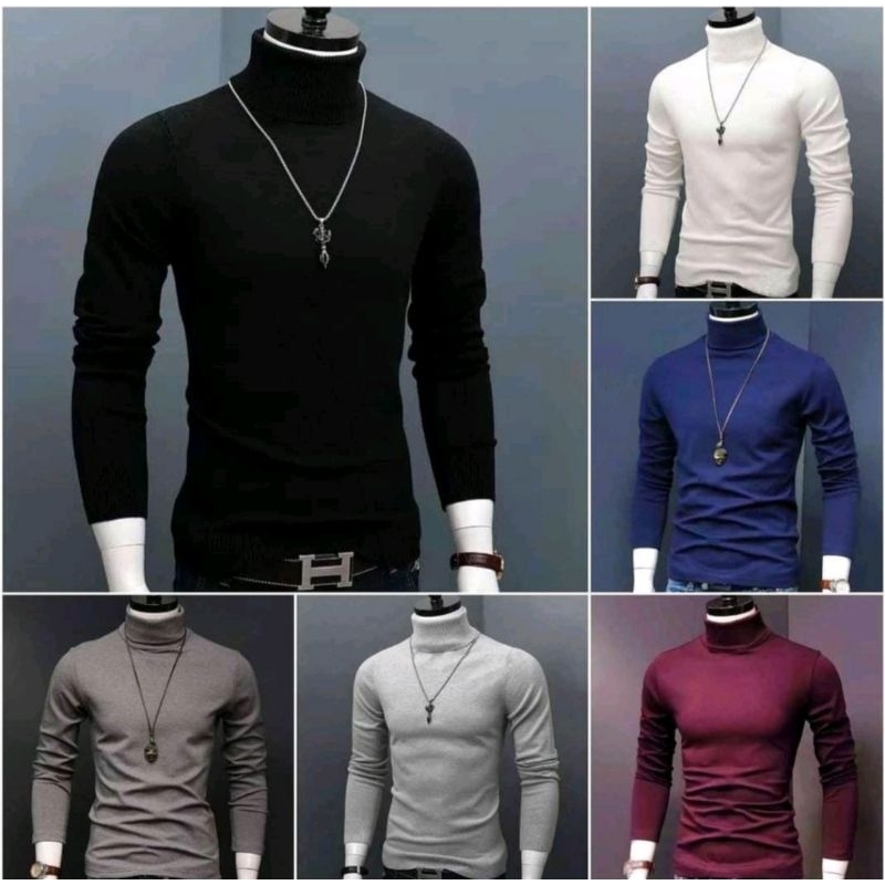 sweater baju rajut pria turtleneck lengan panjang longsleeve distro korea