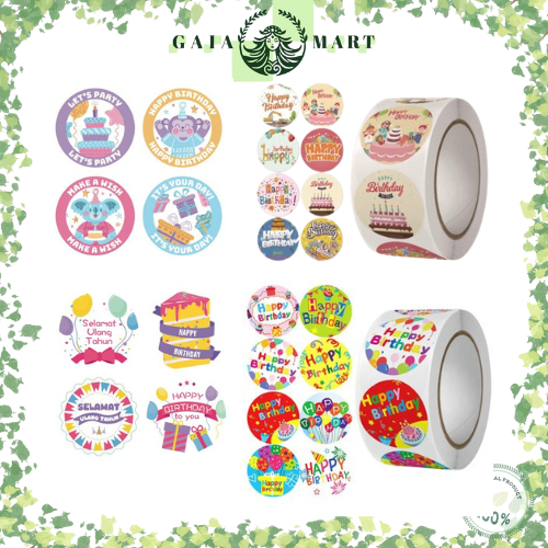 

500 Pcs Sticker Happy Birthday Ulang Tahun Kue Cake Dekorasi Pesta Stiker SS001