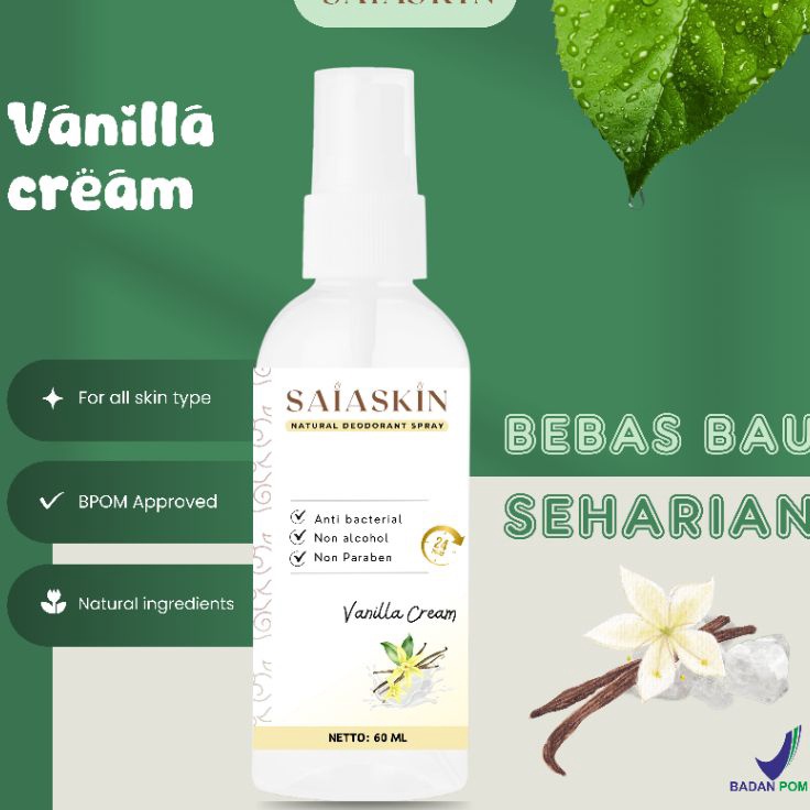 Murah Gembira  Deo Saia Deodorant Spray Tawas Vanila Cream Saia Skin 6ml