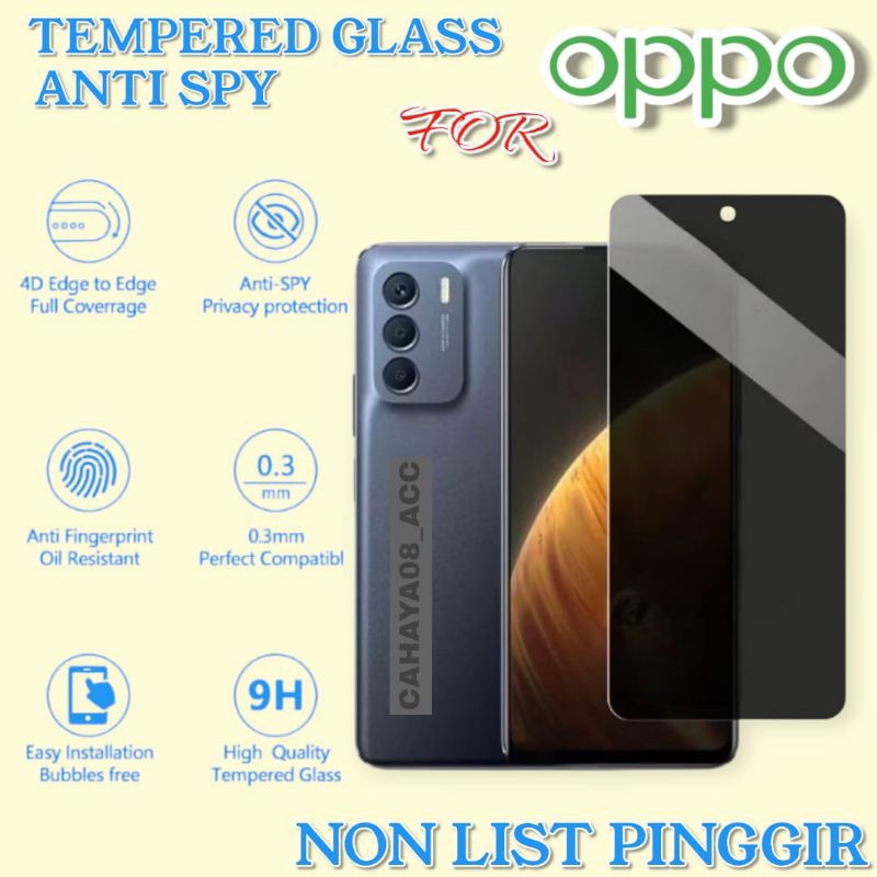Tempered Glass Anti Spy Oppo A57 A57s A77 A77s A97 A38 A58 A78 A59 A79 A60 Anti Gores Aksesoris hp A