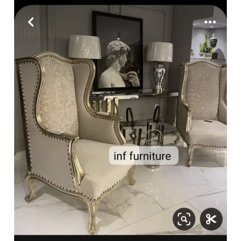 wing chair klasik sofa klasik sofa single klasik gold kombinasi bludru motif