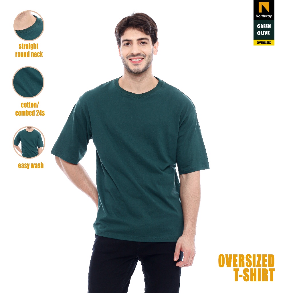 TSHIRT OVERSIZE PRIA/ KAOS POLOS OVERSIZE - GREEN OLIVE