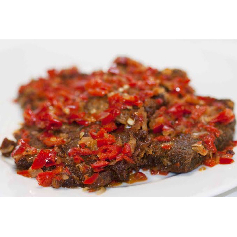 

DENDENG BALADO POTONG KECIL/DAGING BALADO POTONG DADU