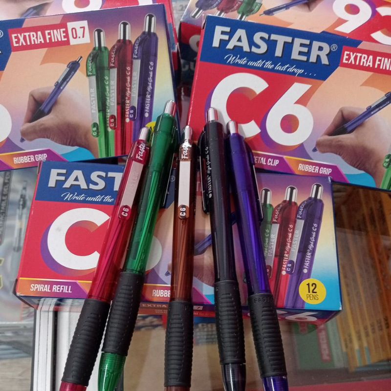 

Pulpen FASTER C6 Hitam/Biru (bebas pilih warna) 1dus 12pcs