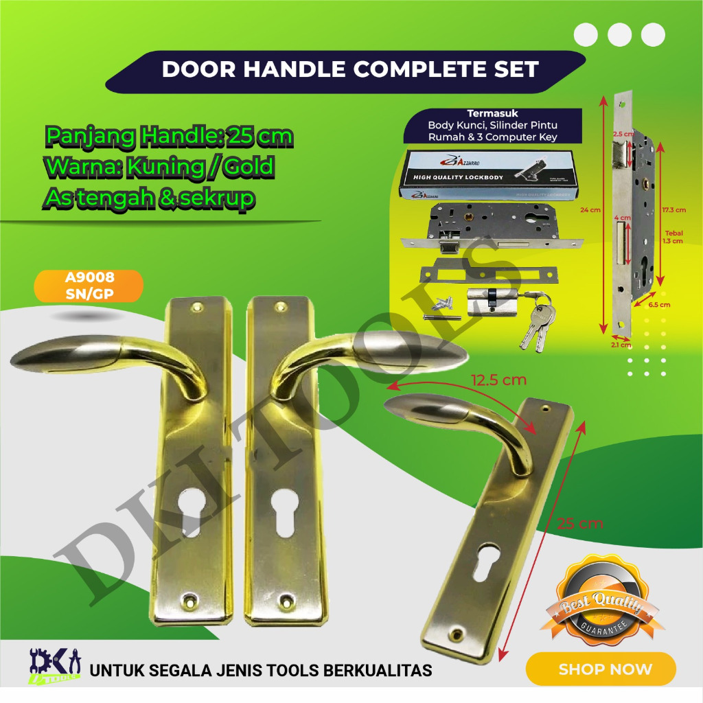 AZZURRO Door Handle Gagang Kunci Pintu Rumah Besar Complete Set 25 Cm A9008