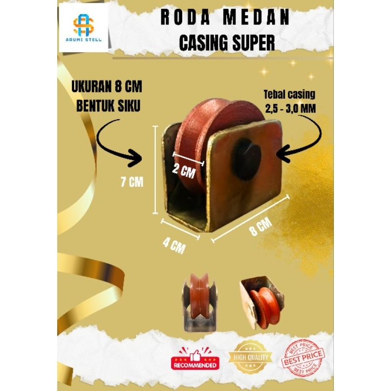 Roda Pagar Besi Gerbang / Roda Medan 8 Cm / Model Siku