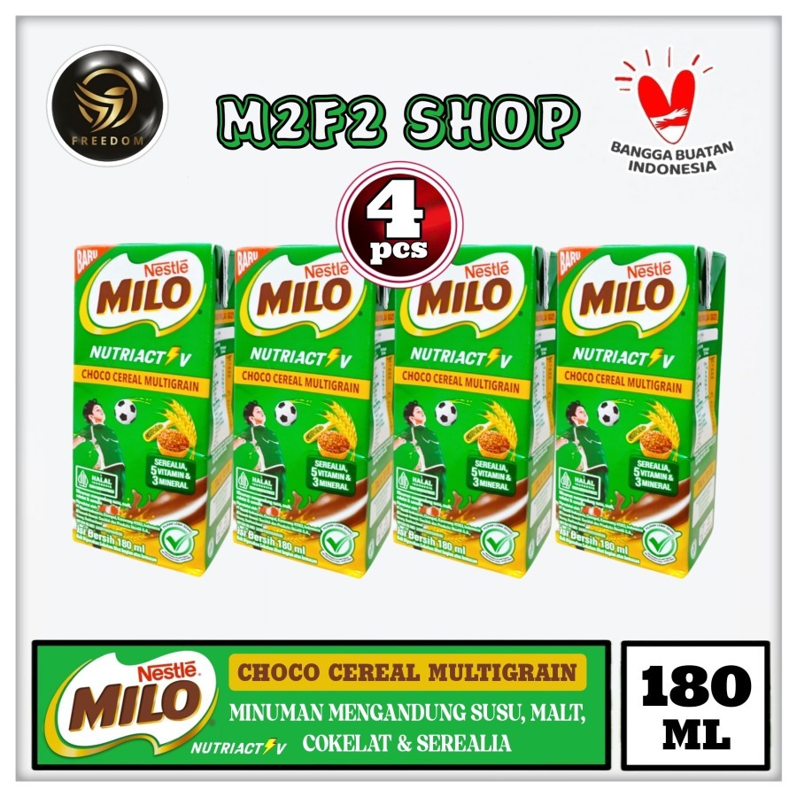 

Nestle Milo Nutri Active Choco Cereal Multigrain | Susu, Malt, Cokelat & Serealia Kotak UHT - 180 ml (Kemasan 4 Pcs)