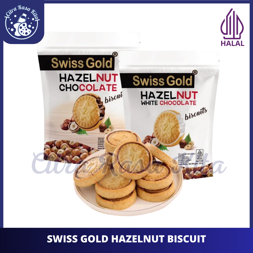 

Swiss Gold Hazelnut Chocolate & White Chocolate Biscuit / Hazelnut Coklat Biskuit 200gr