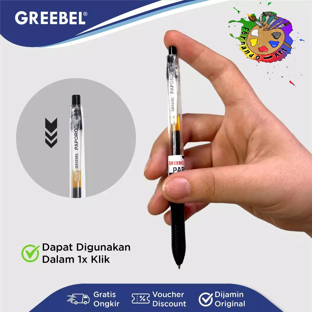

BN - GREEBEL PULPEN GEL / Gel Pen Paporo GP-507 0.5 Hitam / Ballpen Gel Ballpoint Bolpen Bolpoin Pena Gel