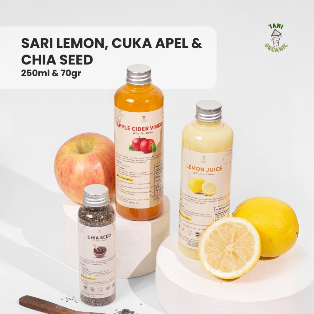 

Paket Diet Cuka Apel 3 in 1 Cuka Apel Sari Lemon Chia Seed Tani Organic 250 ml Chia 70gr - Apple Cider Vinegar - Cuka Sari Apel