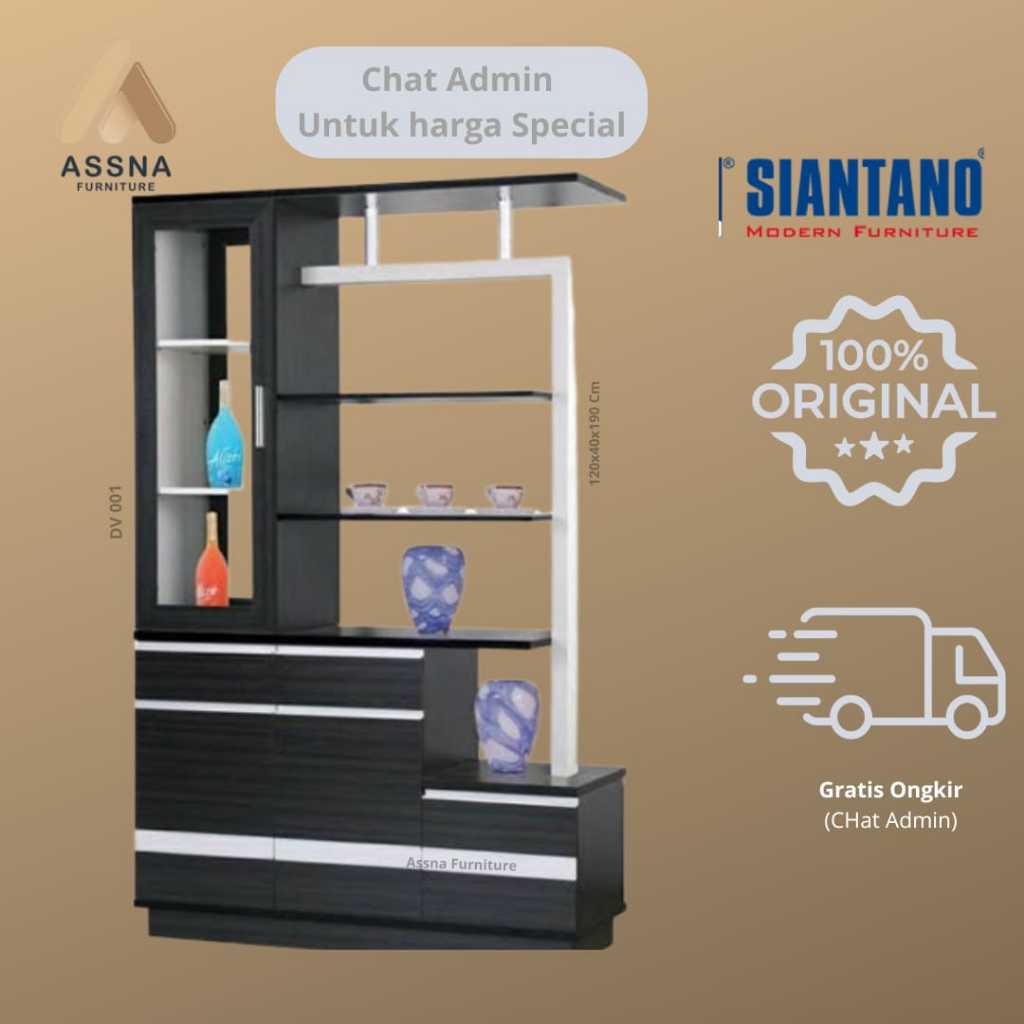 Siantano DV 001 lemari hias pajangan walnut putih