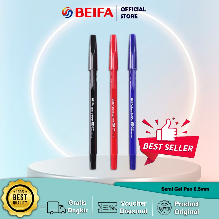 

Beifa Ball Pen Pulpen Pena Semi Gel Pen 0.5mm TA600 Pcs