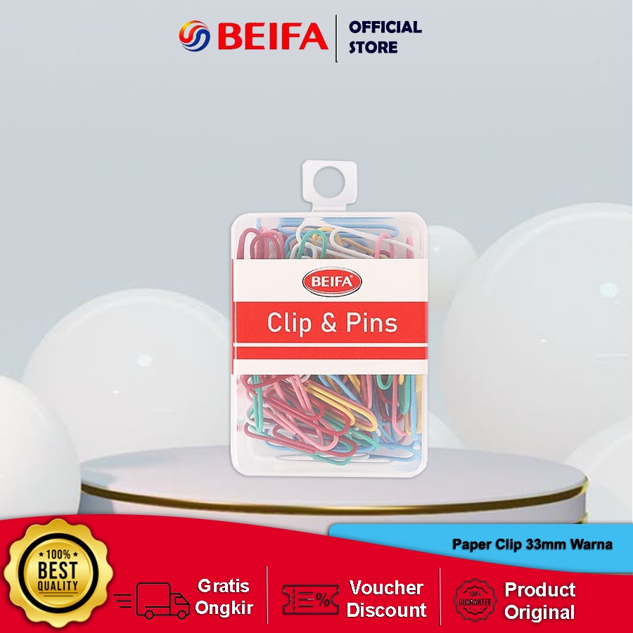 

Beifa Paper Clips Warna-warni 33mm 100pcs FH114C