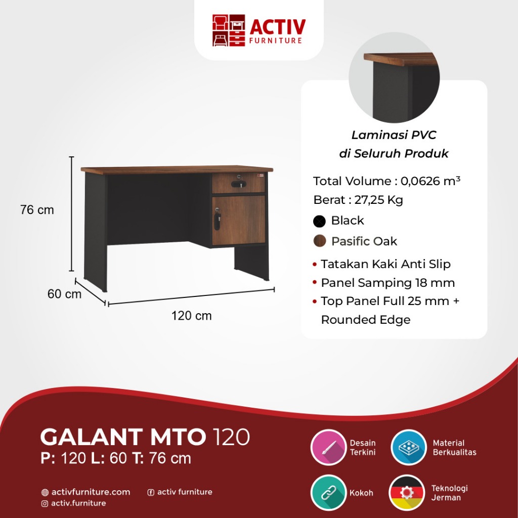 Meja Kerja – Galant MTO 120 – Activ Furniture