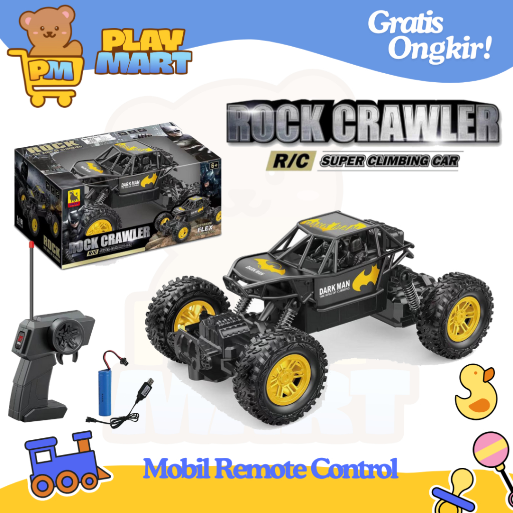 Mainan Anak Remote Control Mobil mobilan Jeep Crawler Hitam