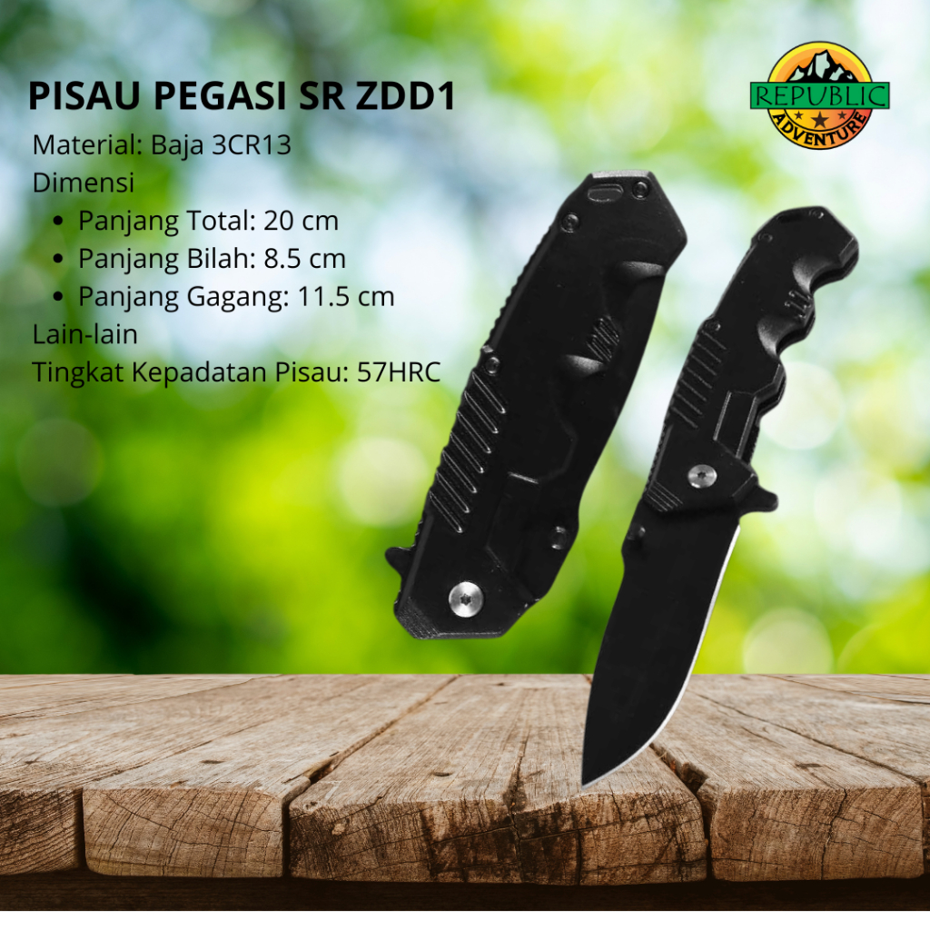 PISAU LIPAT PEGASI | PISAU TACTICAL FOLDING KNIFE SURVIVAL EDC - SR-ZDD1N | PISAU CAMPING PISAU DAPU